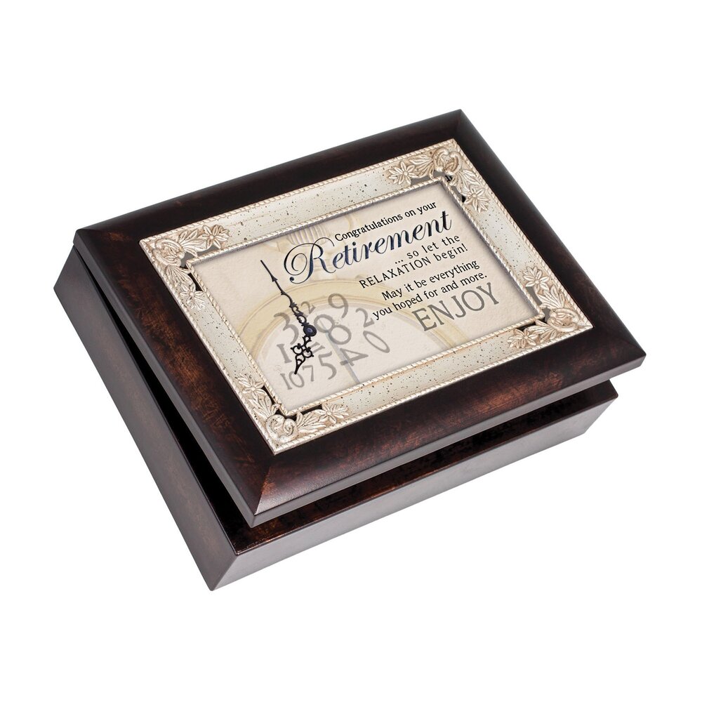 9885 Retirement Let Relaxation Begin Burlwood Jewelry Music Box Plays